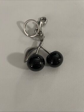 Black Sparkle Cherry Pendant Keychain Necklace - Women Jewelry